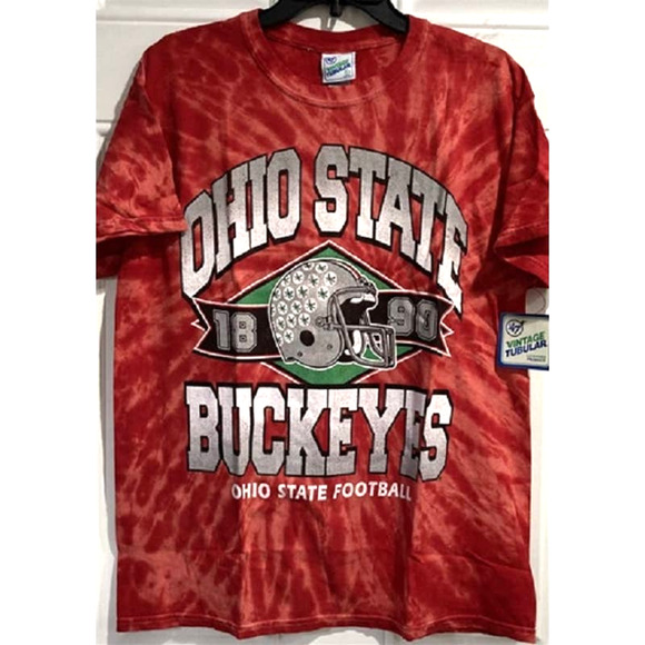 NCAA Ohio State Buckeyes Tri Dye T Shirt L Red Vintage Mens Tee Large New - Picture 2 of 3